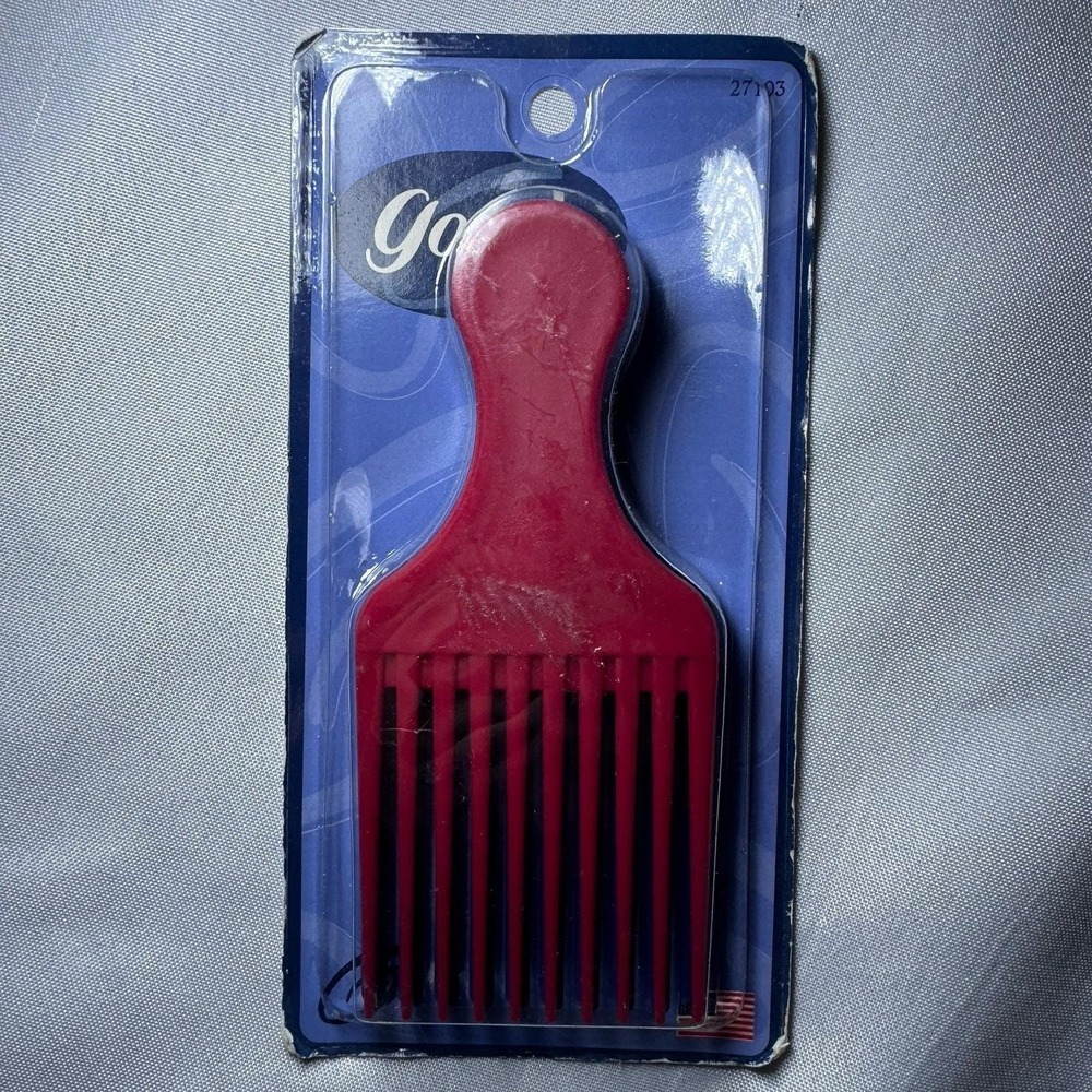 Vintage 1999 Goody Hair Lift Afro Pick Red Plastic Wide Tooth Comb 27103 USA New
